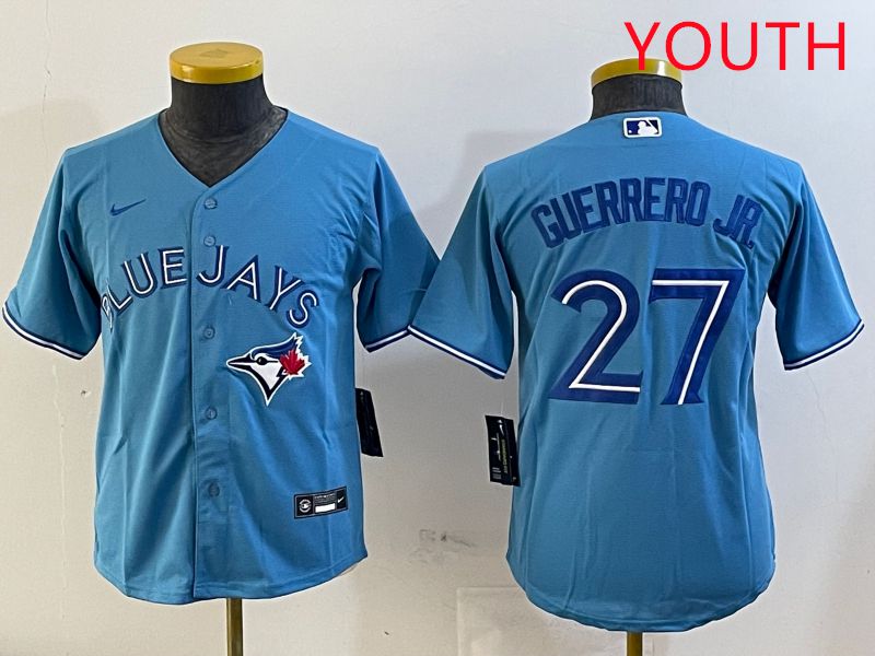 Youth Toronto Blue Jays #27 Guerrero jr Light Blue Game 2025 Nike MLB Jersey style 1->youth mlb jersey->Youth Jersey